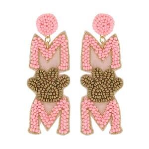 NEW SOPHIA COLLECTION women's dog mom earrings in pink